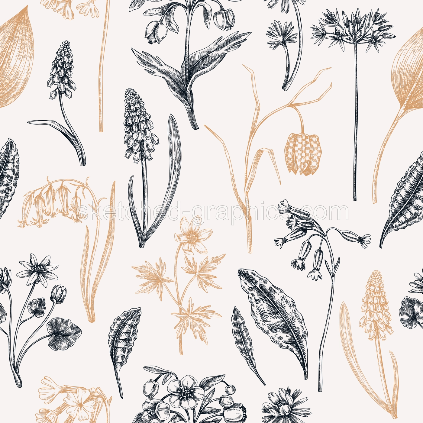 Wildflowers Seamless Spring Pattern Illustration